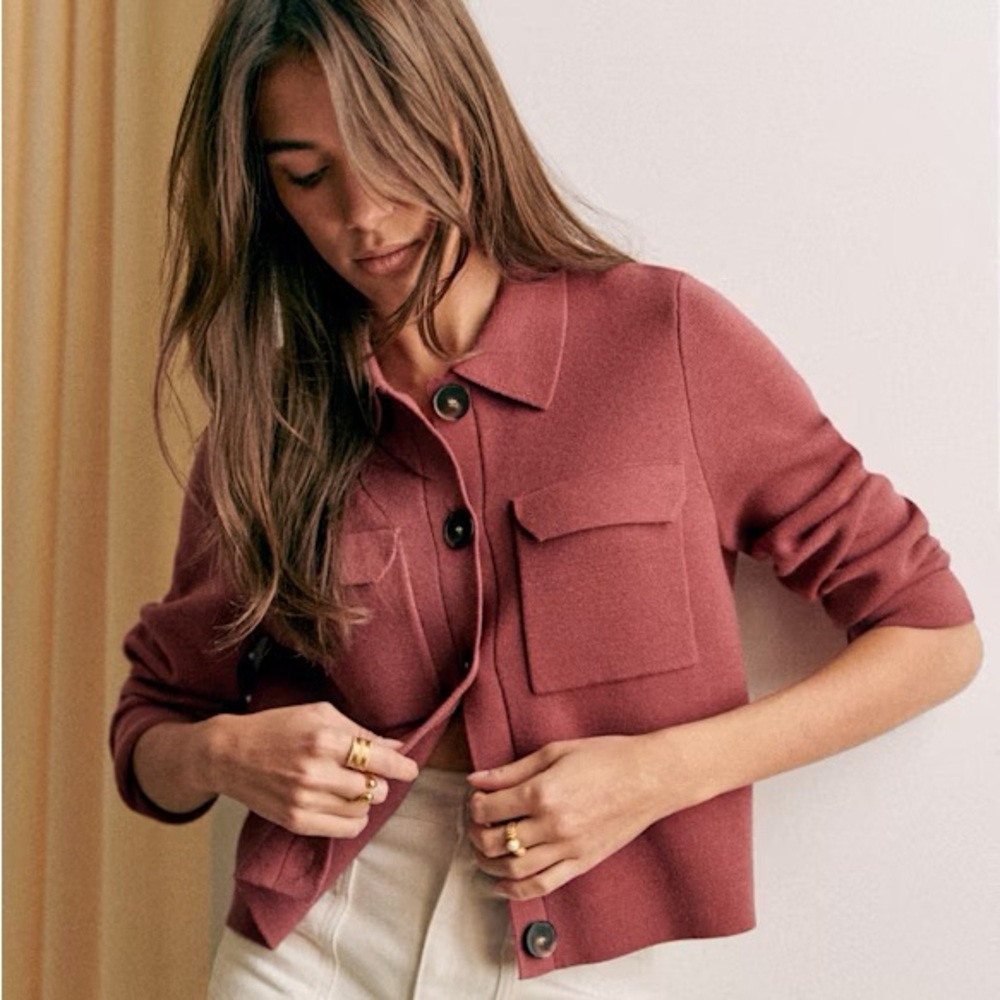 Sezane Betty Cardigan in Rosewood